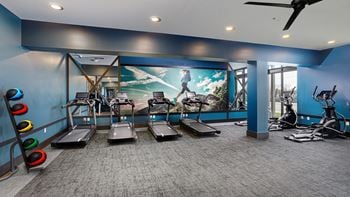 Club-quality fitness center with free weights and squat rack